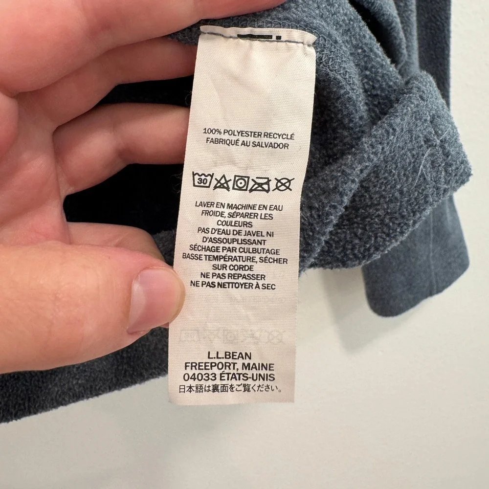 LL‎ Bean Trail Fleece Quarter Zip Pullover Lightweight Sweater L Gray Outdoor